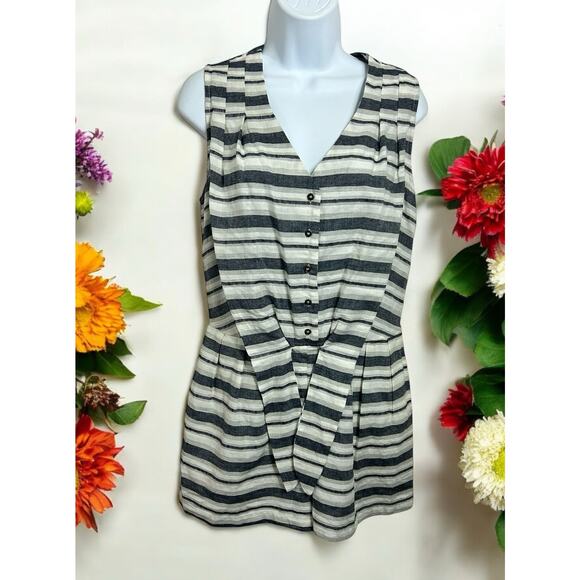 Forever 21 Contemporary Shorts Romper Sz XS Sleeveless Striped V-Neck Blue Gray - Picture 1 of 6